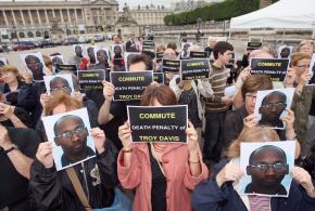 Protesters demand justice for Troy Davis at a demonstration in Paris